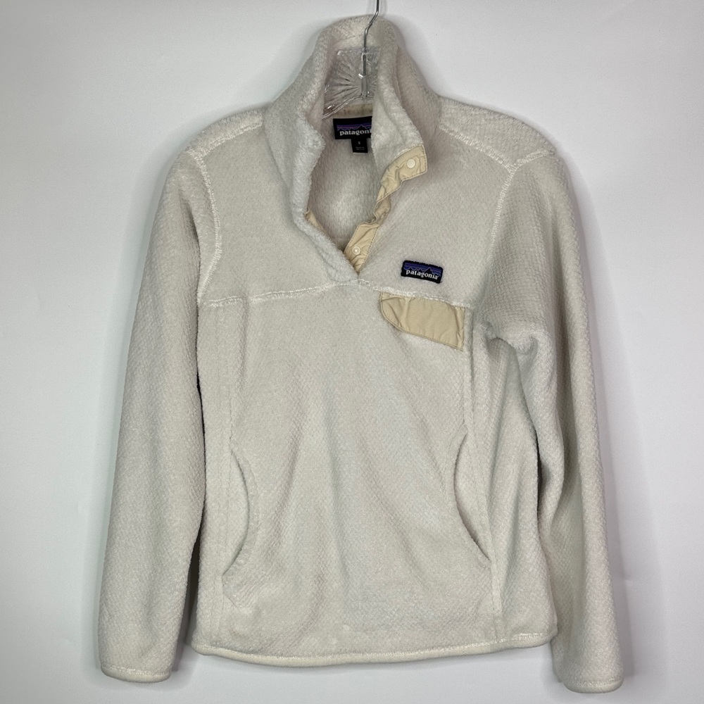 Patagonia Re-Tool Snap-T Fleece Pullover Sweatshirt Off White Small